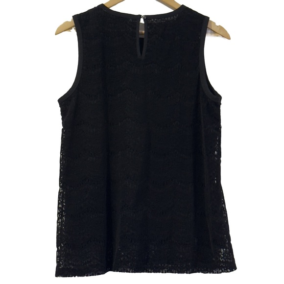 LOFT Black Lace Sleeveless Top - Size Medium - Picture 5 of 10